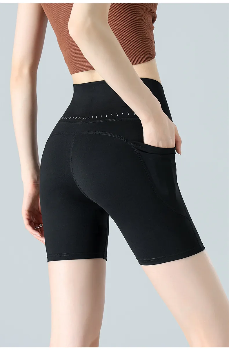 Spring And Summer Yoga Pants Women's Bike Shorts High Waist Hip Leggings Tight Running Training Fitness Pants display picture 28