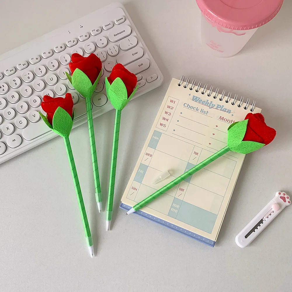 Three-Dimensional Simulated Rose Gift Pen Student High-Looking Desktop Ornaments Ballpoint Pen Decorative Pen Wedding Sign-In Pen display picture 2
