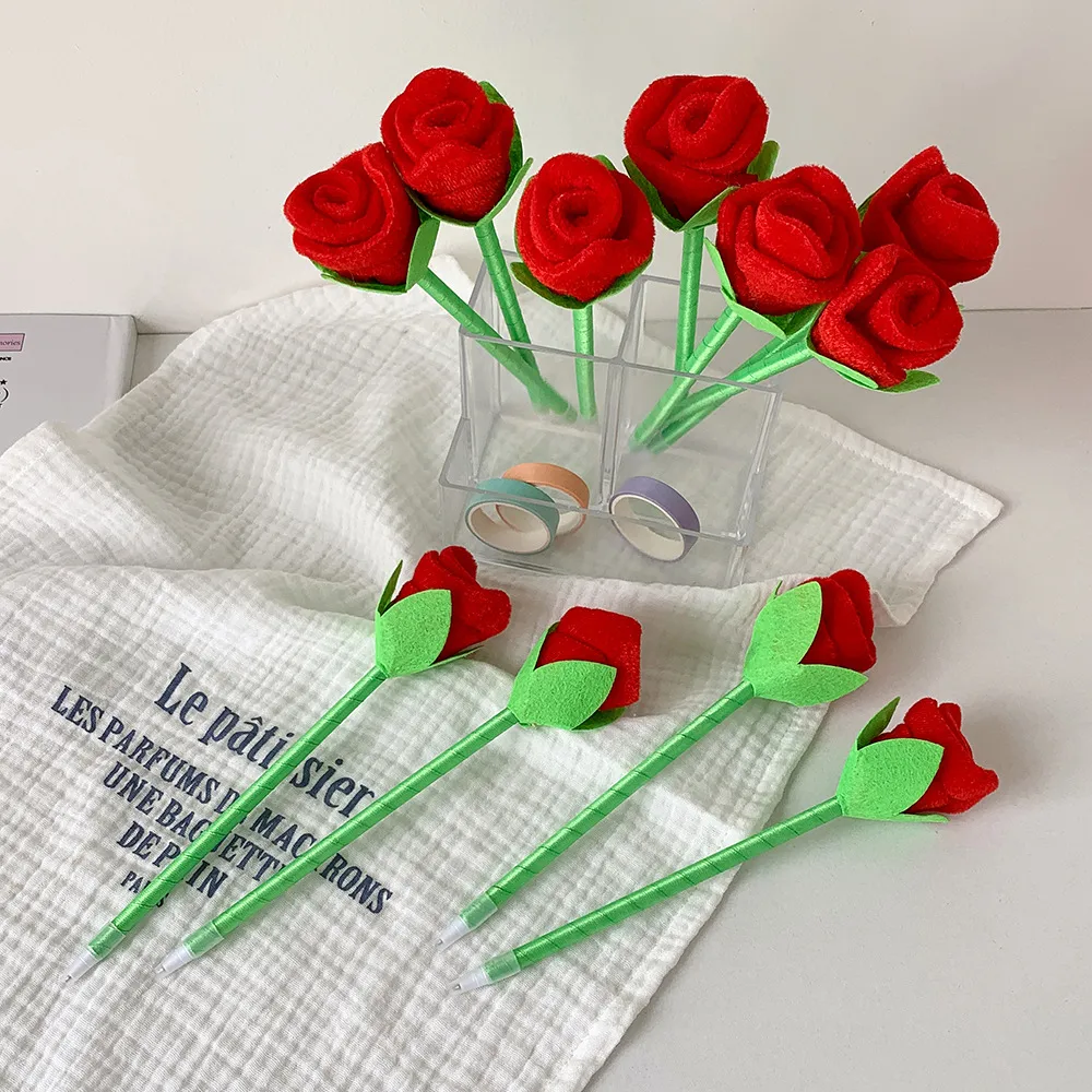 Three-Dimensional Simulated Rose Gift Pen Student High-Looking Desktop Ornaments Ballpoint Pen Decorative Pen Wedding Sign-In Pen display picture 3