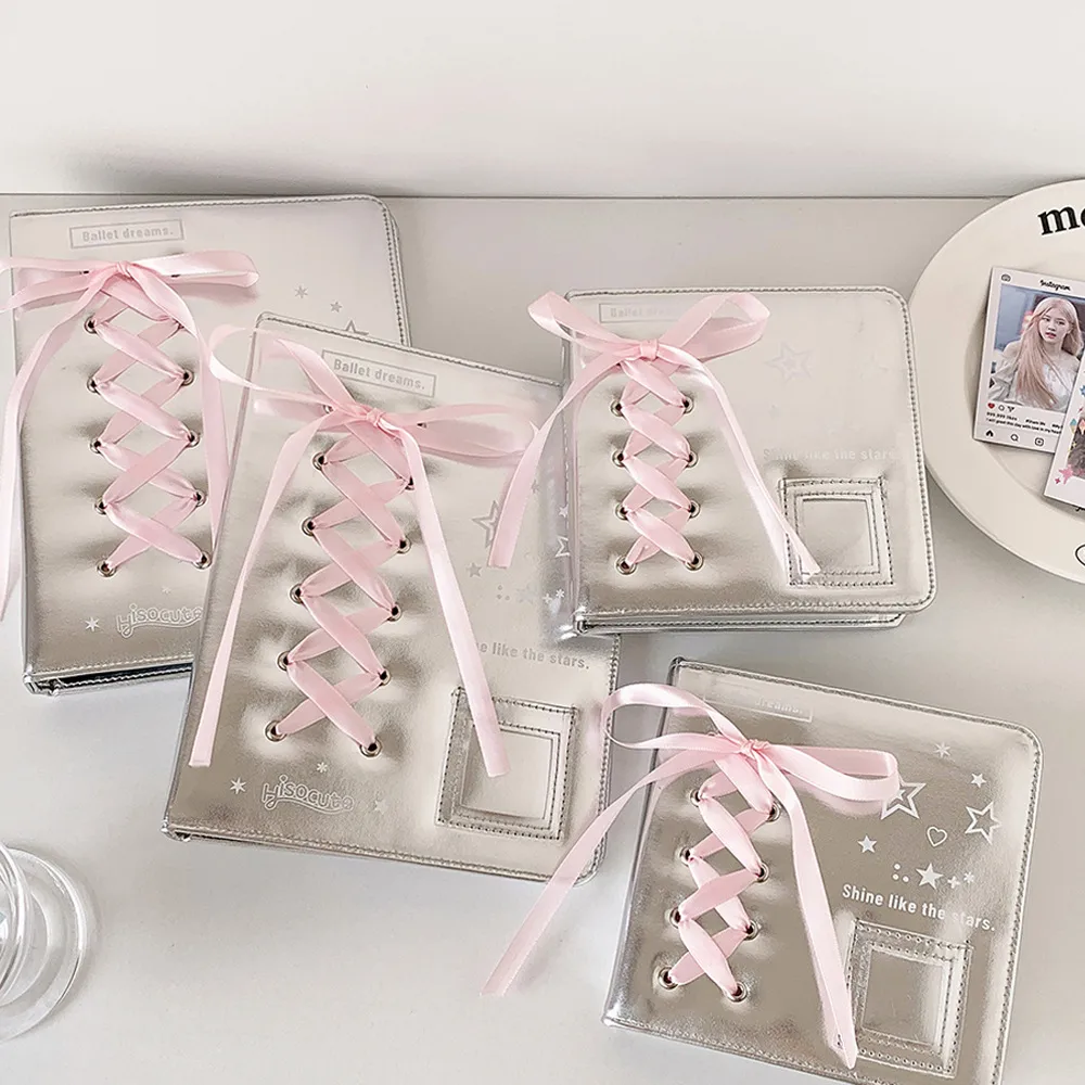 Ballet Silver Leather PU Loose-leaf Album Ballet Ribbon Star-chasing Card Storage Album Three-inch Polyaroid Card Album display picture 3