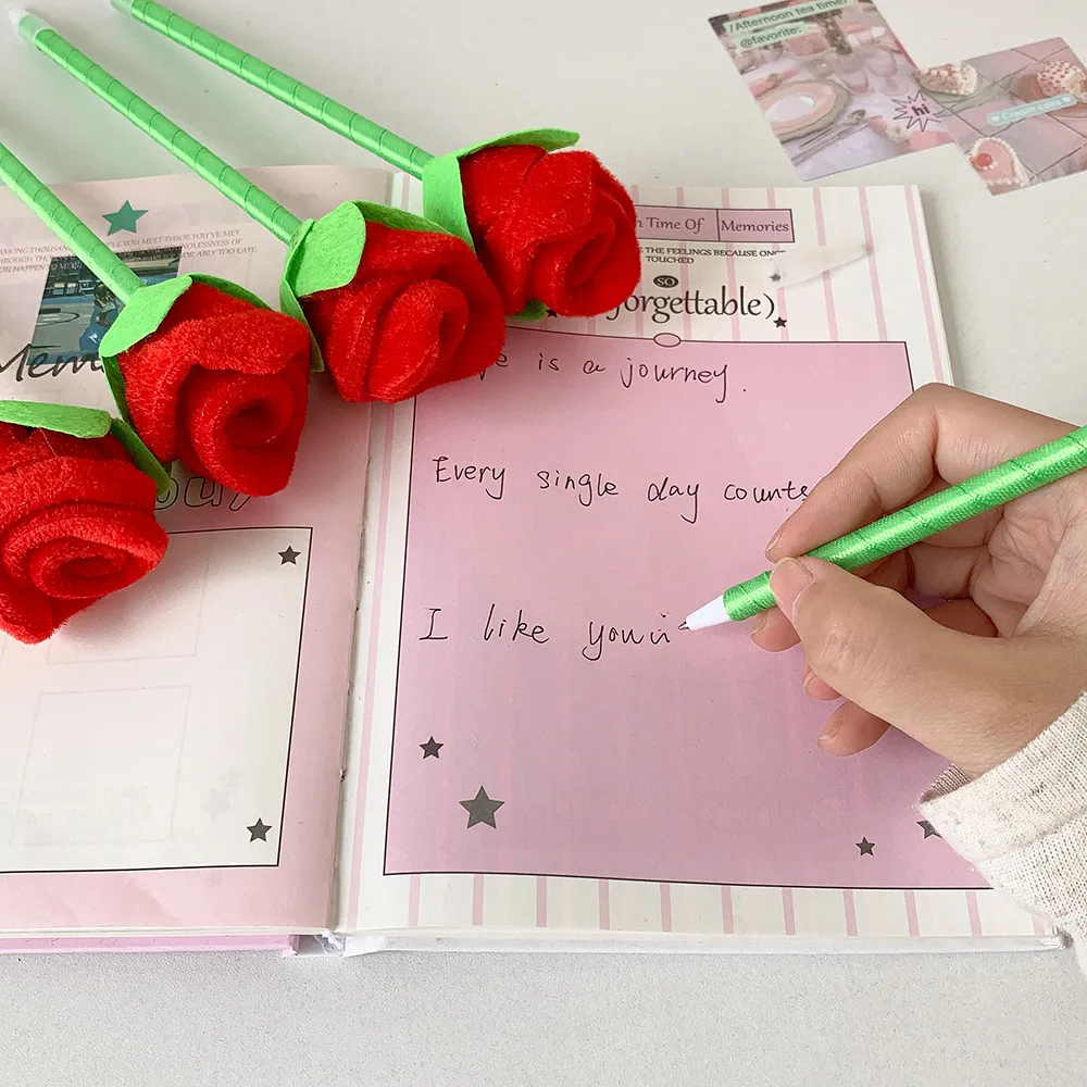 Three-Dimensional Simulated Rose Gift Pen Student High-Looking Desktop Ornaments Ballpoint Pen Decorative Pen Wedding Sign-In Pen display picture 9