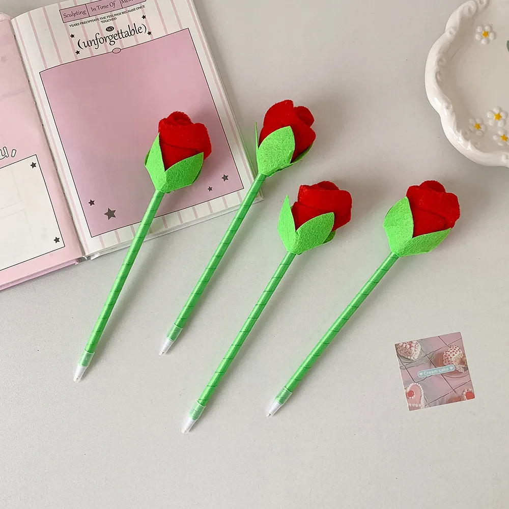 Three-Dimensional Simulated Rose Gift Pen Student High-Looking Desktop Ornaments Ballpoint Pen Decorative Pen Wedding Sign-In Pen display picture 4
