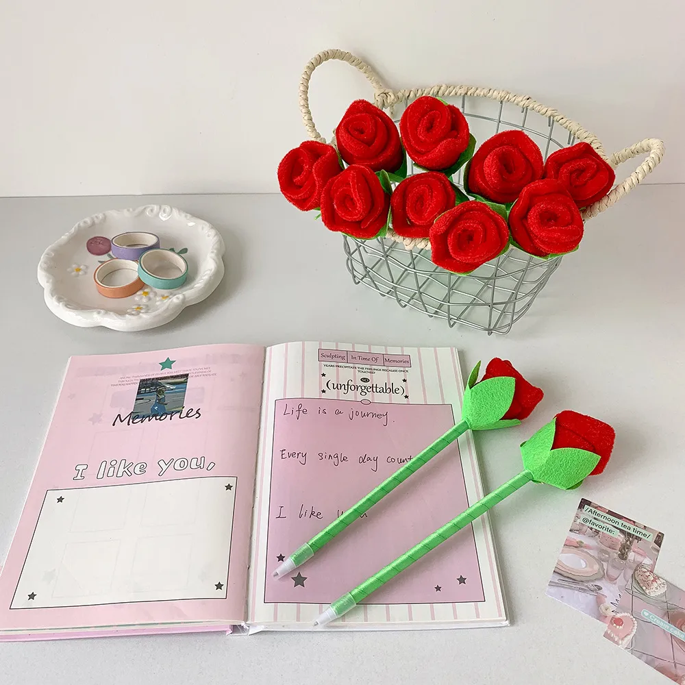 Three-Dimensional Simulated Rose Gift Pen Student High-Looking Desktop Ornaments Ballpoint Pen Decorative Pen Wedding Sign-In Pen display picture 5