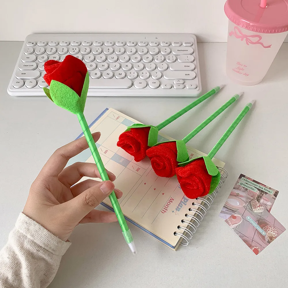 Three-Dimensional Simulated Rose Gift Pen Student High-Looking Desktop Ornaments Ballpoint Pen Decorative Pen Wedding Sign-In Pen display picture 6