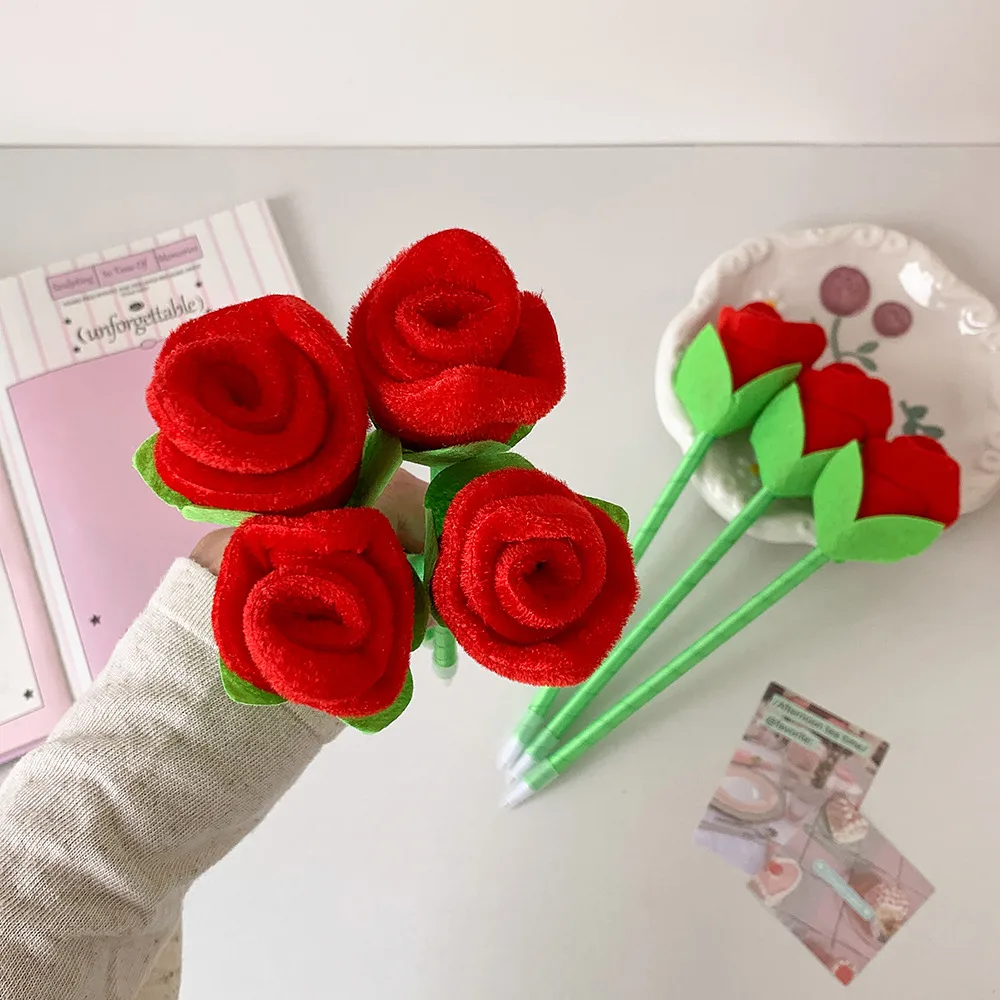 Three-Dimensional Simulated Rose Gift Pen Student High-Looking Desktop Ornaments Ballpoint Pen Decorative Pen Wedding Sign-In Pen display picture 7