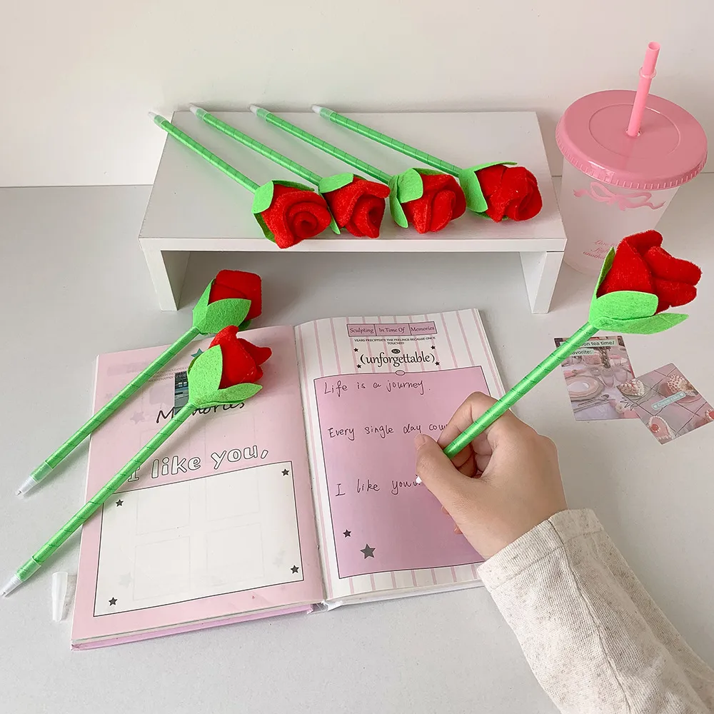 Three-Dimensional Simulated Rose Gift Pen Student High-Looking Desktop Ornaments Ballpoint Pen Decorative Pen Wedding Sign-In Pen display picture 10