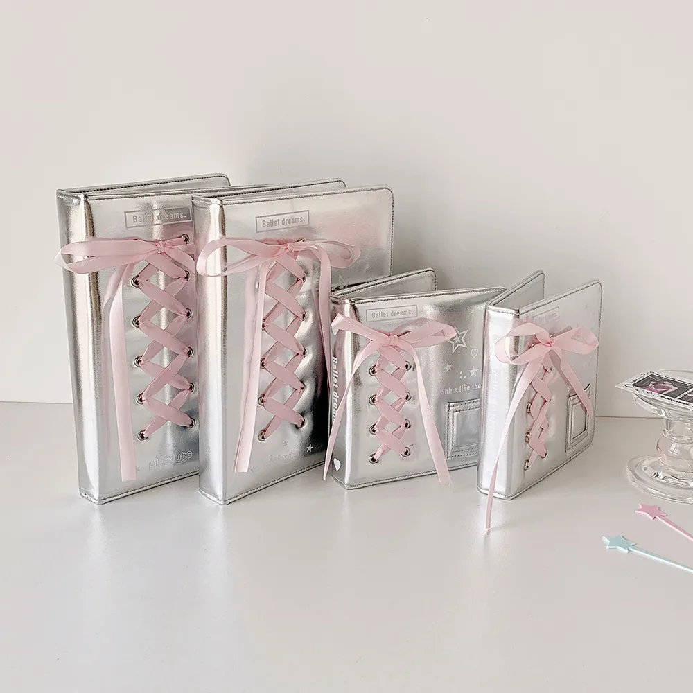 Ballet Silver Leather PU Loose-leaf Album Ballet Ribbon Star-chasing Card Storage Album Three-inch Polyaroid Card Album display picture 7