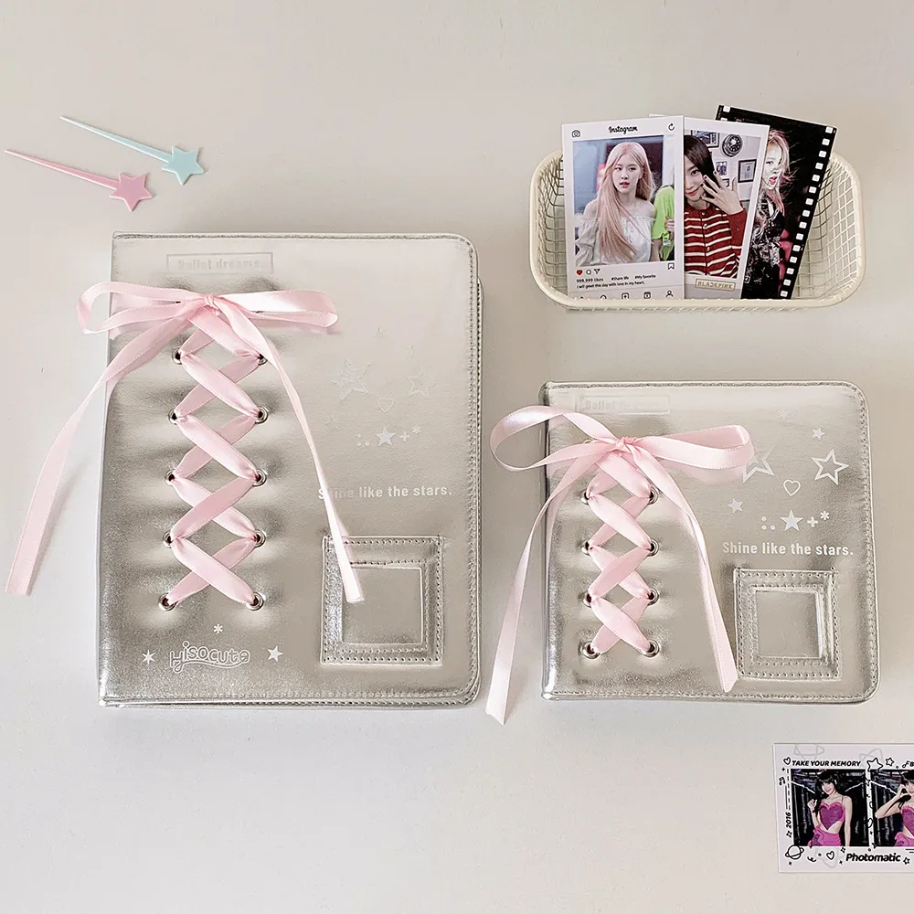 Ballet Silver Leather PU Loose-leaf Album Ballet Ribbon Star-chasing Card Storage Album Three-inch Polyaroid Card Album display picture 8