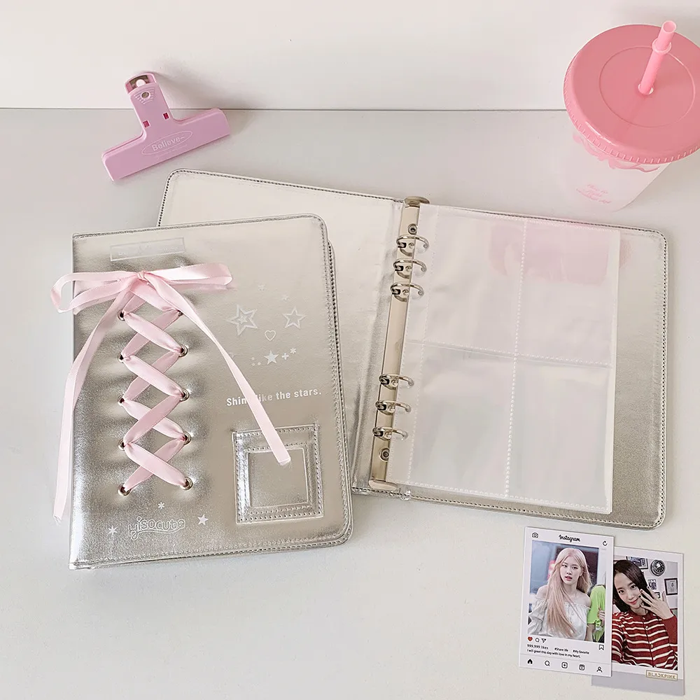 Ballet Silver Leather PU Loose-leaf Album Ballet Ribbon Star-chasing Card Storage Album Three-inch Polyaroid Card Album display picture 10
