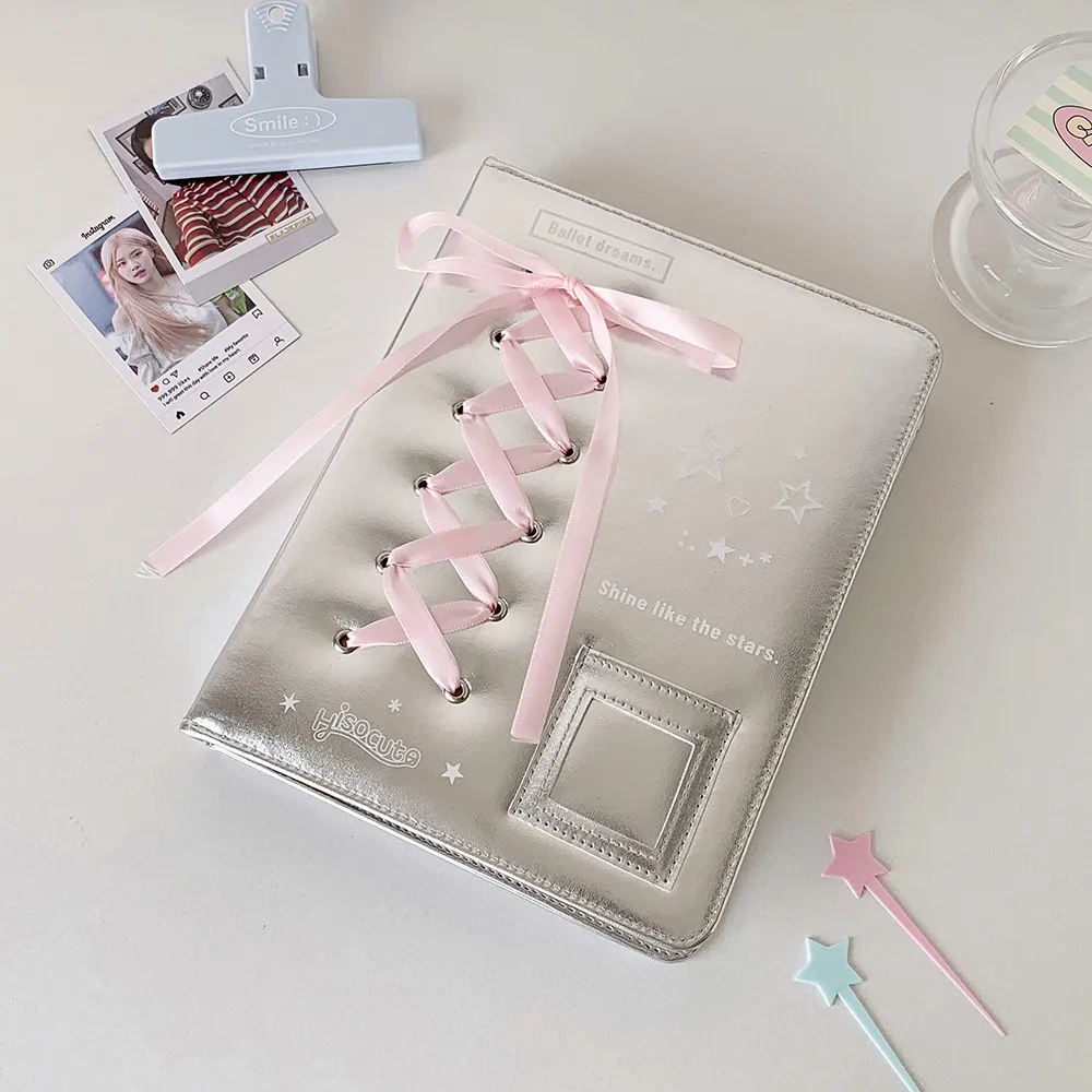 Ballet Silver Leather PU Loose-leaf Album Ballet Ribbon Star-chasing Card Storage Album Three-inch Polyaroid Card Album display picture 13