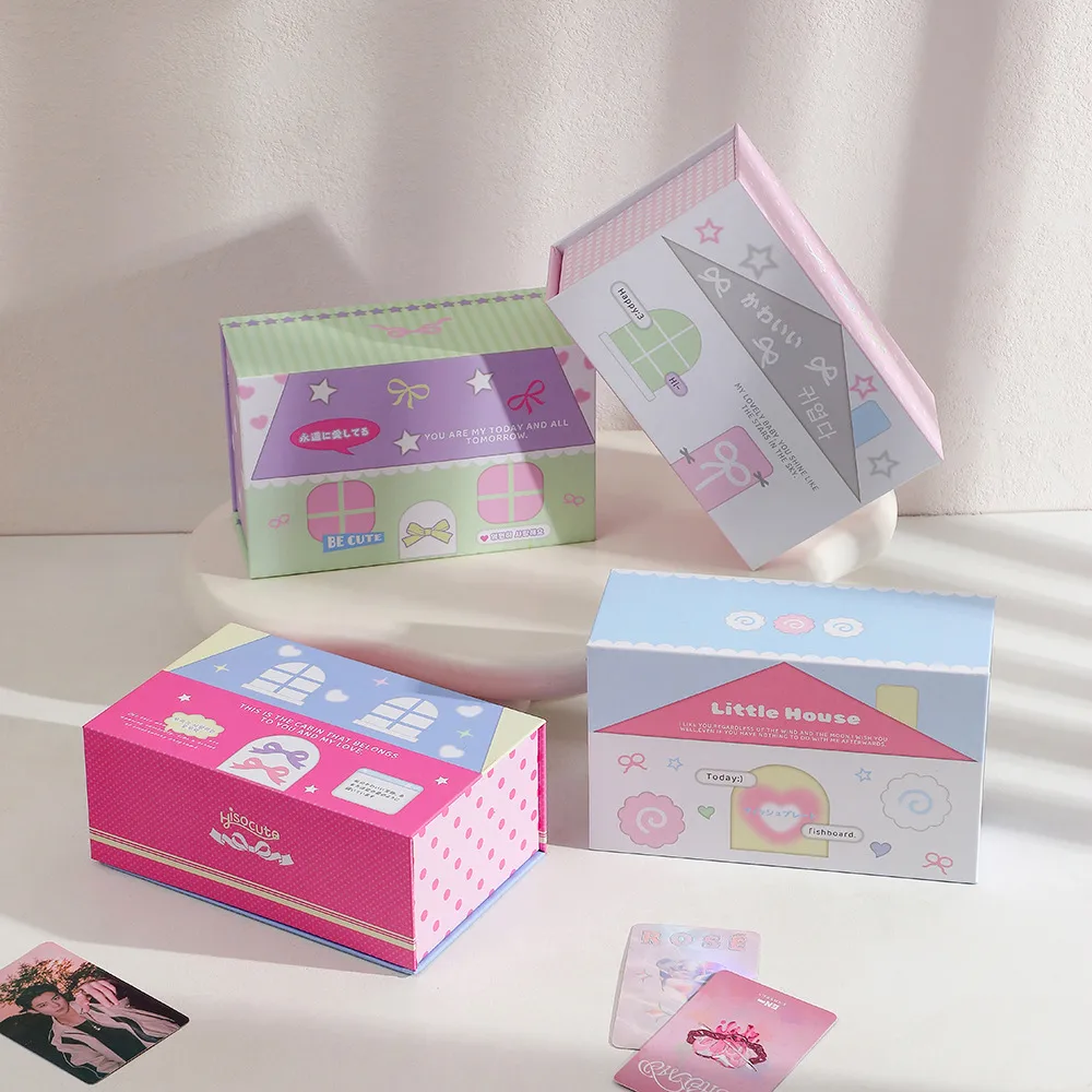 Ins Wind Magnetic Storage Paper Box Star-chasing Album Card Dust-proof Card Box High-value Office Desktop Notes Storage Box display picture 2