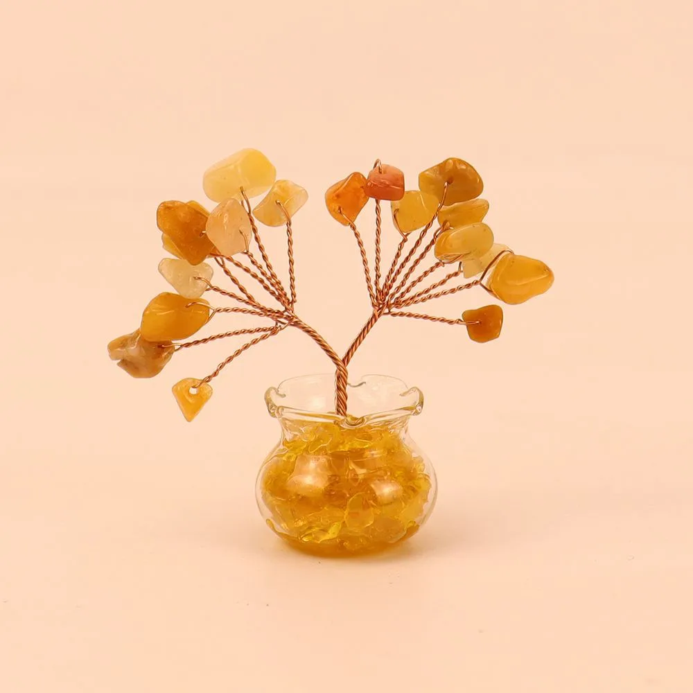 Natural Yellow Purple Pink Crystal Crystal Gravel Money Tree Hand-Woven Car Mini Crystal Tree Small Ornaments H21 display picture 10