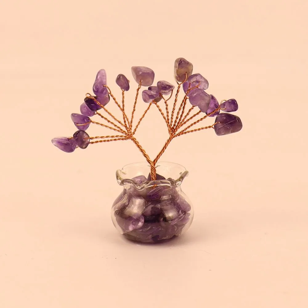 Natural Yellow Purple Pink Crystal Crystal Gravel Money Tree Hand-Woven Car Mini Crystal Tree Small Ornaments H21 display picture 12