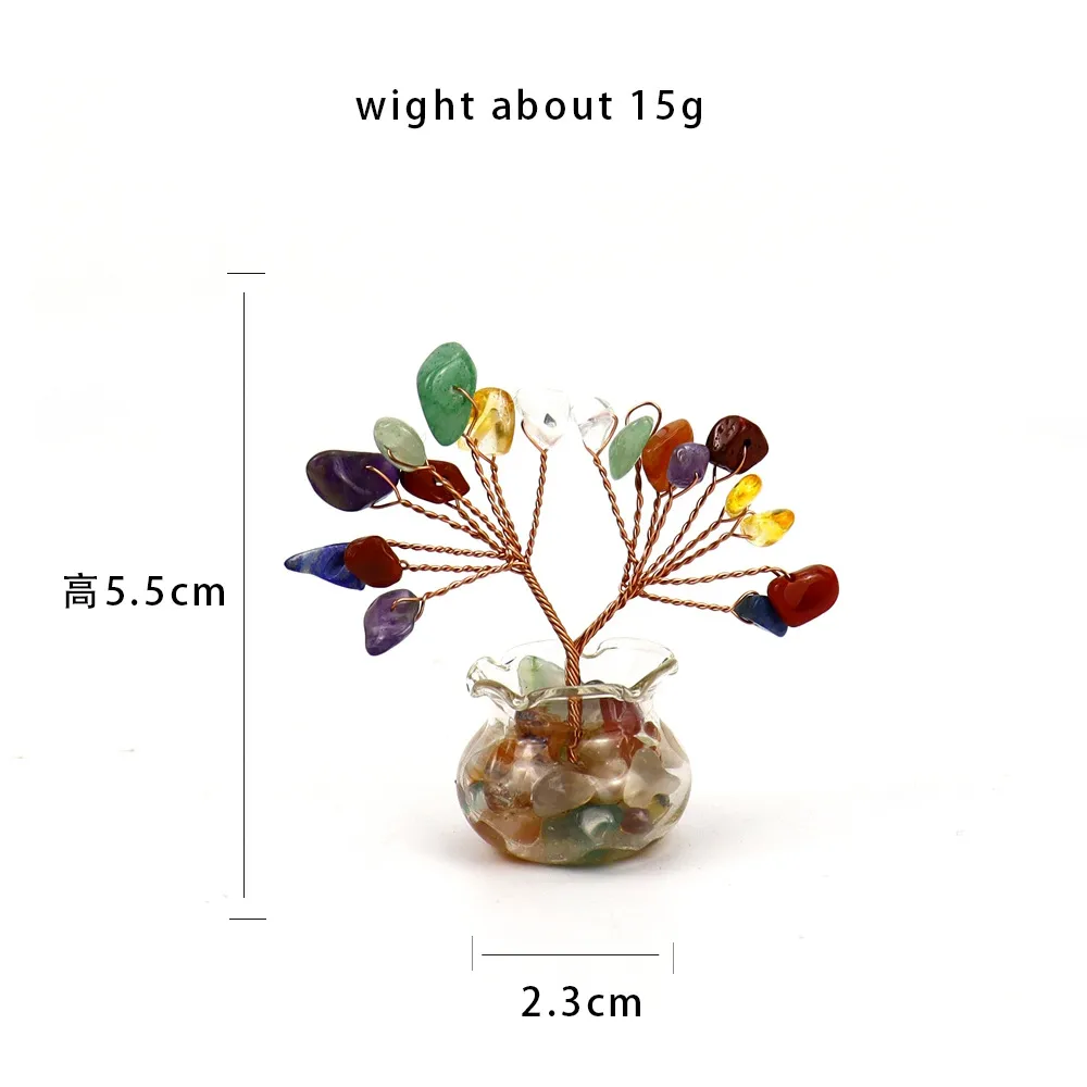 Natural Yellow Purple Pink Crystal Crystal Gravel Money Tree Hand-Woven Car Mini Crystal Tree Small Ornaments H21 display picture 1