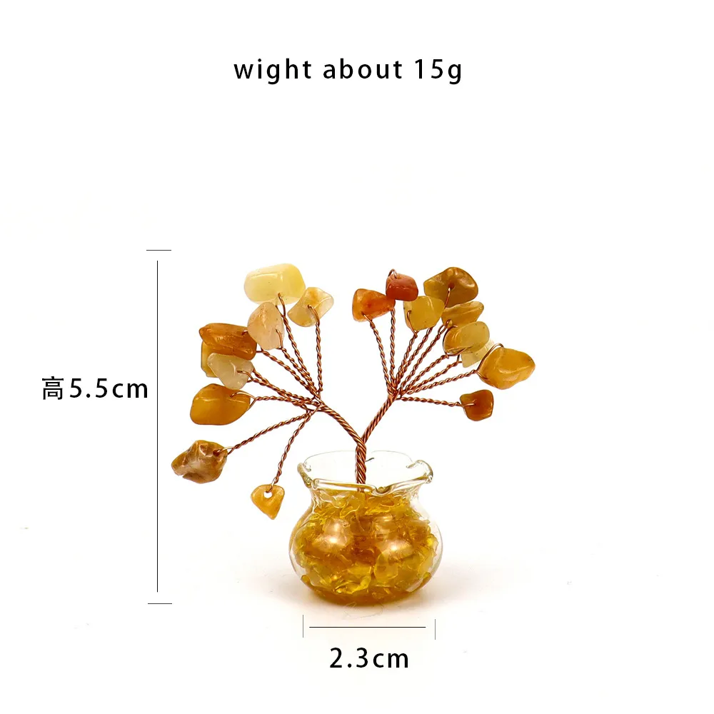 Natural Yellow Purple Pink Crystal Crystal Gravel Money Tree Hand-Woven Car Mini Crystal Tree Small Ornaments H21 display picture 3