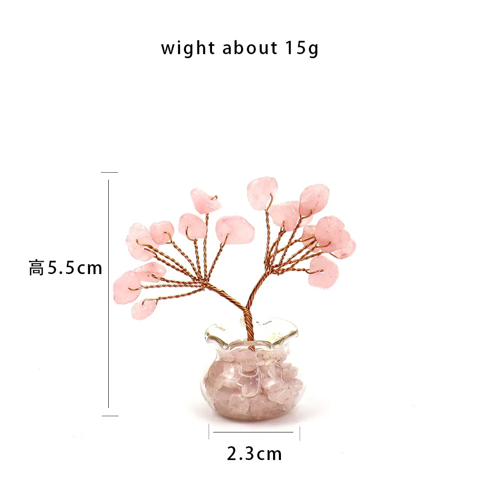 Natural Yellow Purple Pink Crystal Crystal Gravel Money Tree Hand-Woven Car Mini Crystal Tree Small Ornaments H21 display picture 4