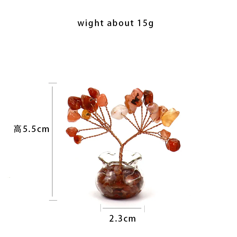 Natural Yellow Purple Pink Crystal Crystal Gravel Money Tree Hand-Woven Car Mini Crystal Tree Small Ornaments H21 display picture 5