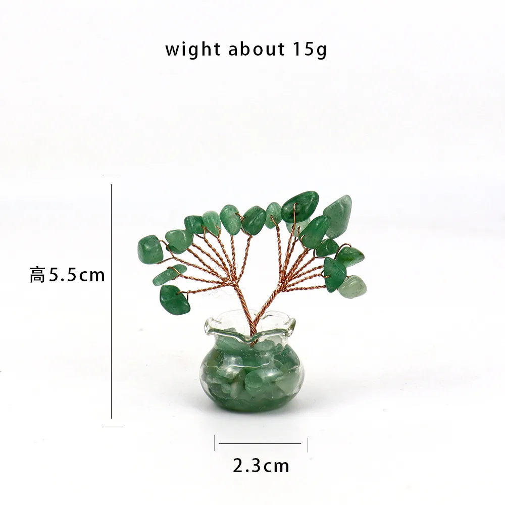 Natural Yellow Purple Pink Crystal Crystal Gravel Money Tree Hand-Woven Car Mini Crystal Tree Small Ornaments H21 display picture 6