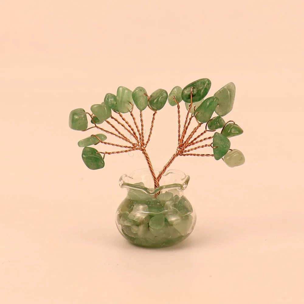 Natural Yellow Purple Pink Crystal Crystal Gravel Money Tree Hand-Woven Car Mini Crystal Tree Small Ornaments H21 display picture 13