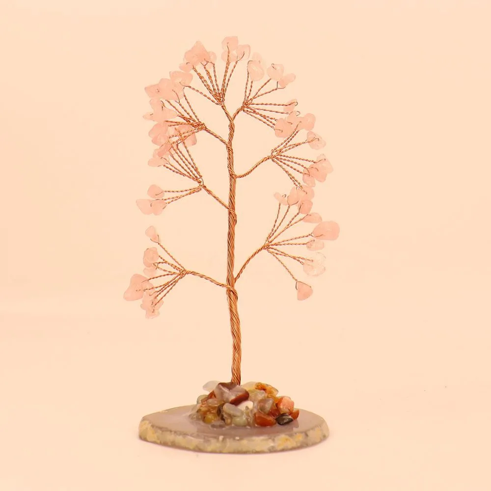 Purple Pink Citrine Gravel Money Tree Hand-Woven Agate Piece Base Home Desktop Crystal Tree Ornaments H10 display picture 13