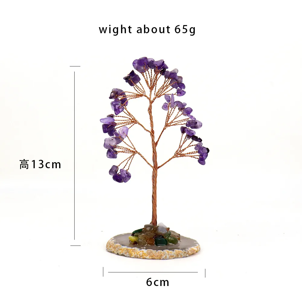 Purple Pink Citrine Gravel Money Tree Hand-Woven Agate Piece Base Home Desktop Crystal Tree Ornaments H10 display picture 1