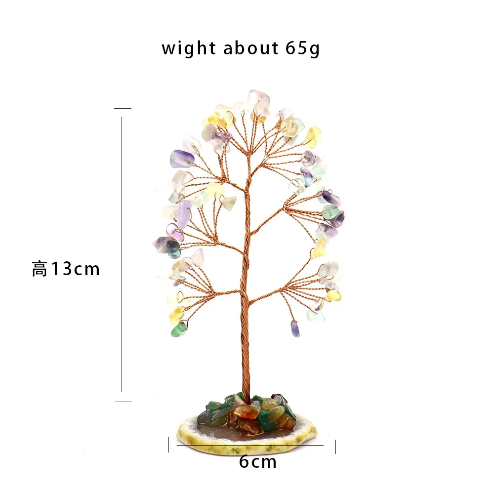 Purple Pink Citrine Gravel Money Tree Hand-Woven Agate Piece Base Home Desktop Crystal Tree Ornaments H10 display picture 4