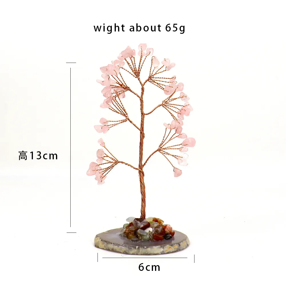 Purple Pink Citrine Gravel Money Tree Hand-Woven Agate Piece Base Home Desktop Crystal Tree Ornaments H10 display picture 5