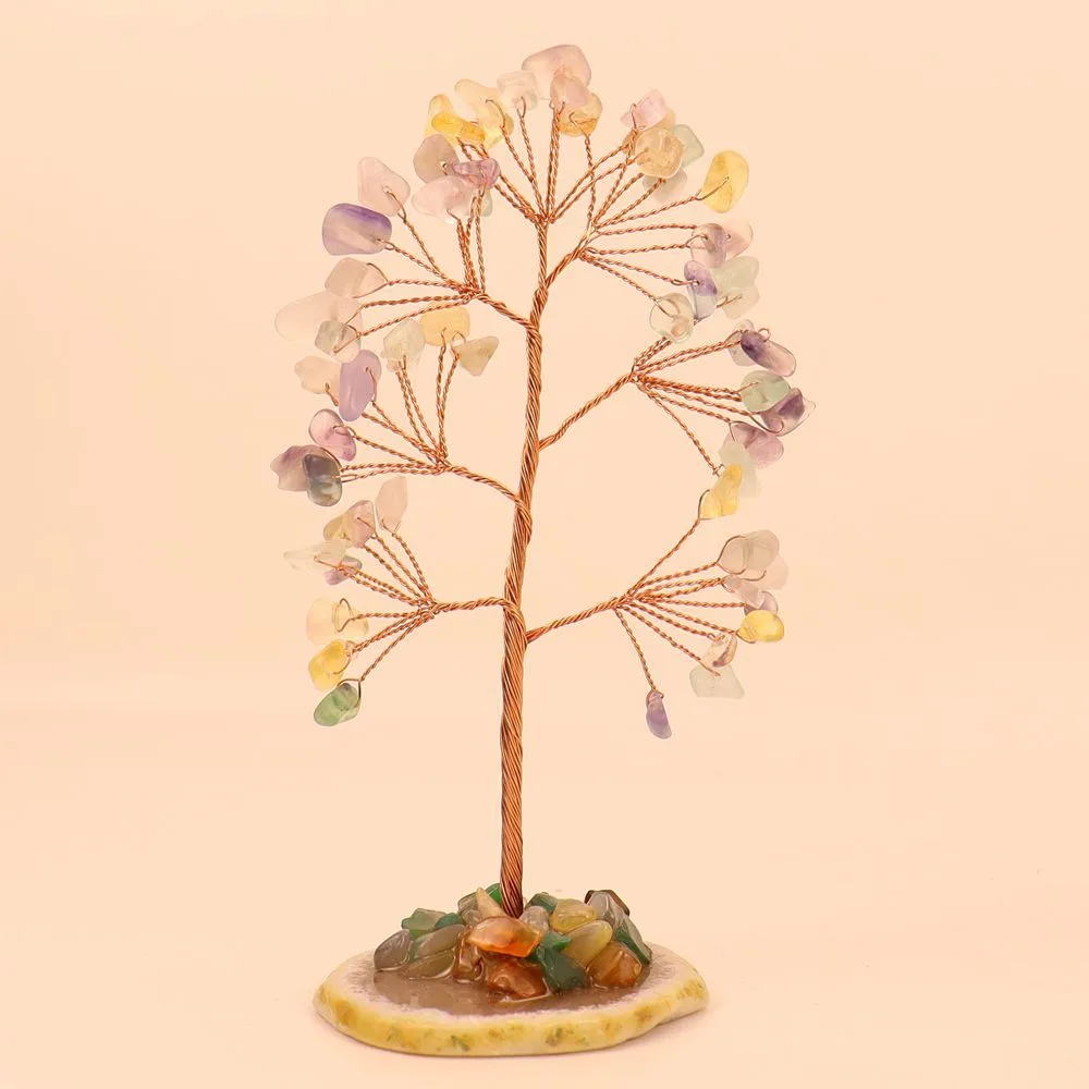 Purple Pink Citrine Gravel Money Tree Hand-Woven Agate Piece Base Home Desktop Crystal Tree Ornaments H10 display picture 15