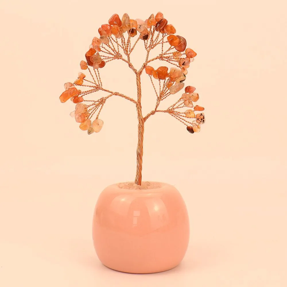 Natural Colorful Gravel Crystal Tree Ornaments Ceramic Apple Base Office Desk Amethyst Money Tree H15 display picture 9
