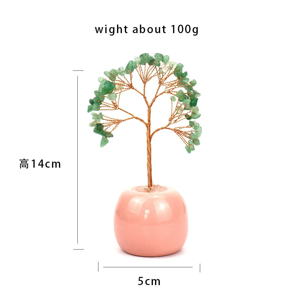Natural Colorful Gravel Crystal Tree Ornaments Ceramic Apple Base Office Desk Amethyst Money Tree H15 display picture 5