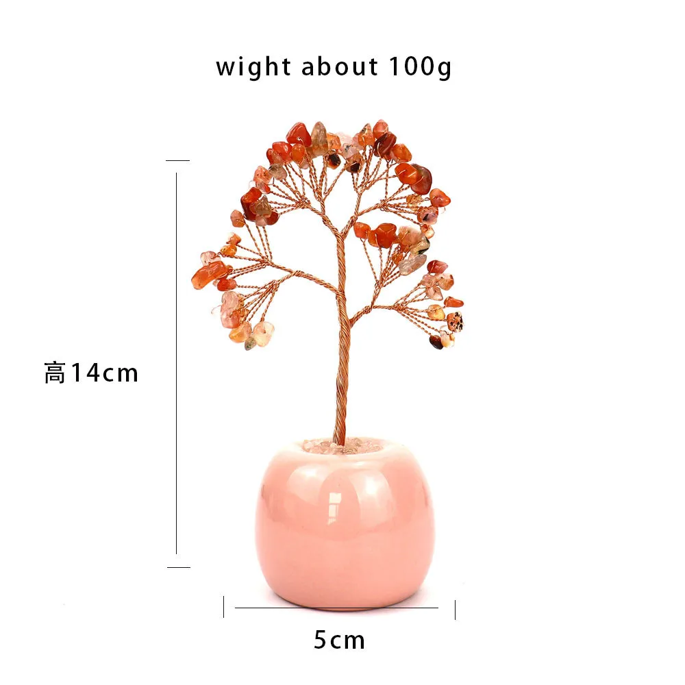 Natural Colorful Gravel Crystal Tree Ornaments Ceramic Apple Base Office Desk Amethyst Money Tree H15 display picture 3