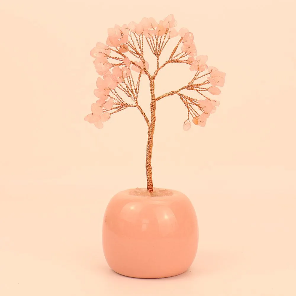 Natural Colorful Gravel Crystal Tree Ornaments Ceramic Apple Base Office Desk Amethyst Money Tree H15 display picture 12