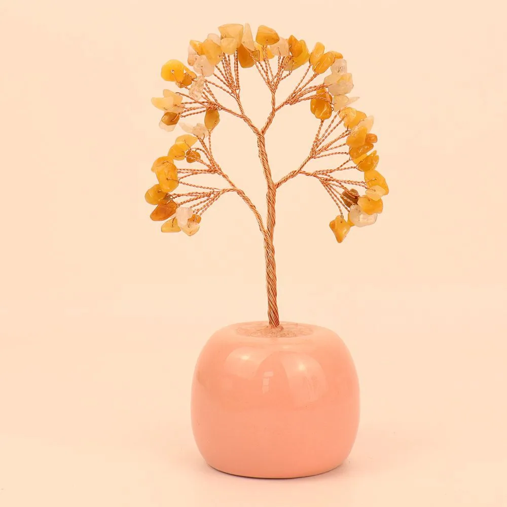 Natural Colorful Gravel Crystal Tree Ornaments Ceramic Apple Base Office Desk Amethyst Money Tree H15 display picture 14