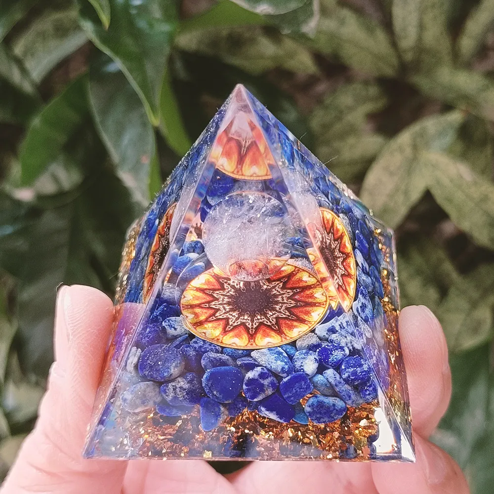 Popular Crystal Gravel Pyramid Ornaments Home Resin Glue Handicrafts Office Decoration Gifts display picture 3