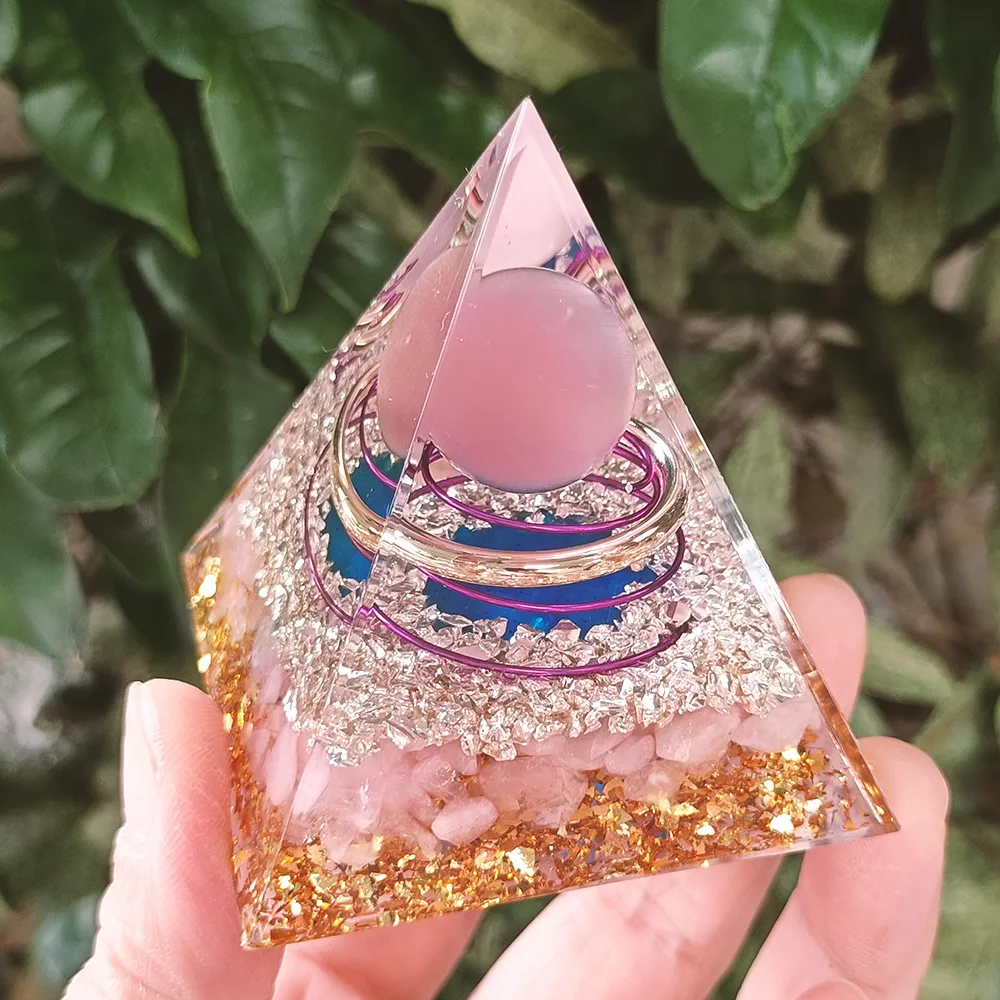 Popular Crystal Gravel Pyramid Ornaments Home Resin Glue Handicrafts Office Decoration Gifts display picture 5