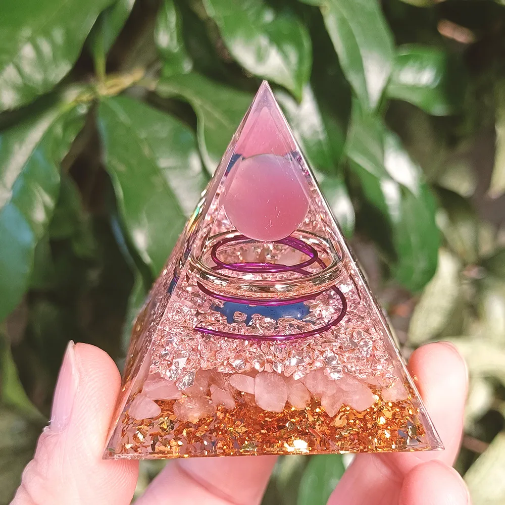 Popular Crystal Gravel Pyramid Ornaments Home Resin Glue Handicrafts Office Decoration Gifts display picture 1
