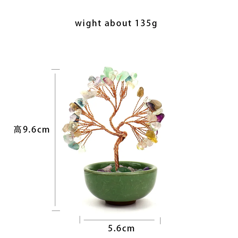 Natural Citrine Fortune Tree Tea Cup Treasure Bowl Crystal Money Tree Desktop Decoration Crystal Tree Ornament H14 display picture 1