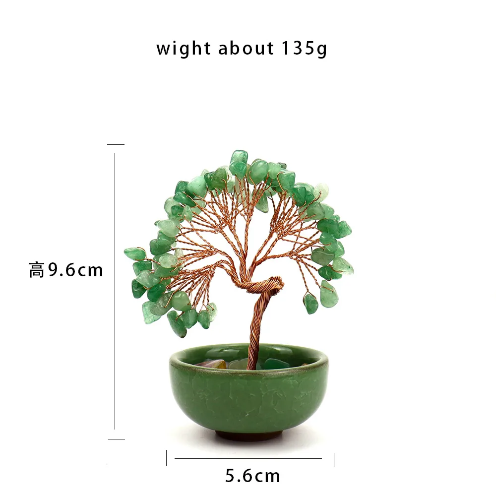 Natural Citrine Fortune Tree Tea Cup Treasure Bowl Crystal Money Tree Desktop Decoration Crystal Tree Ornament H14 display picture 2