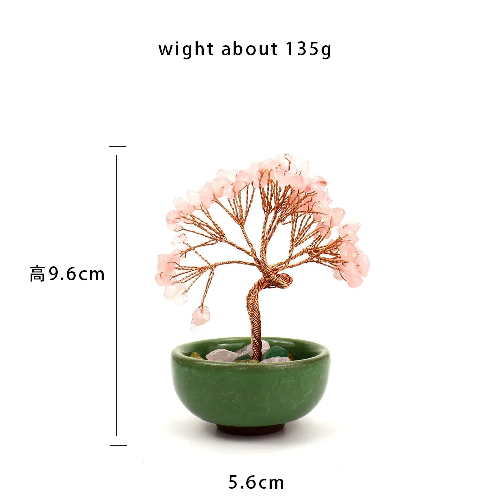 Natural Citrine Fortune Tree Tea Cup Treasure Bowl Crystal Money Tree Desktop Decoration Crystal Tree Ornament H14 display picture 3
