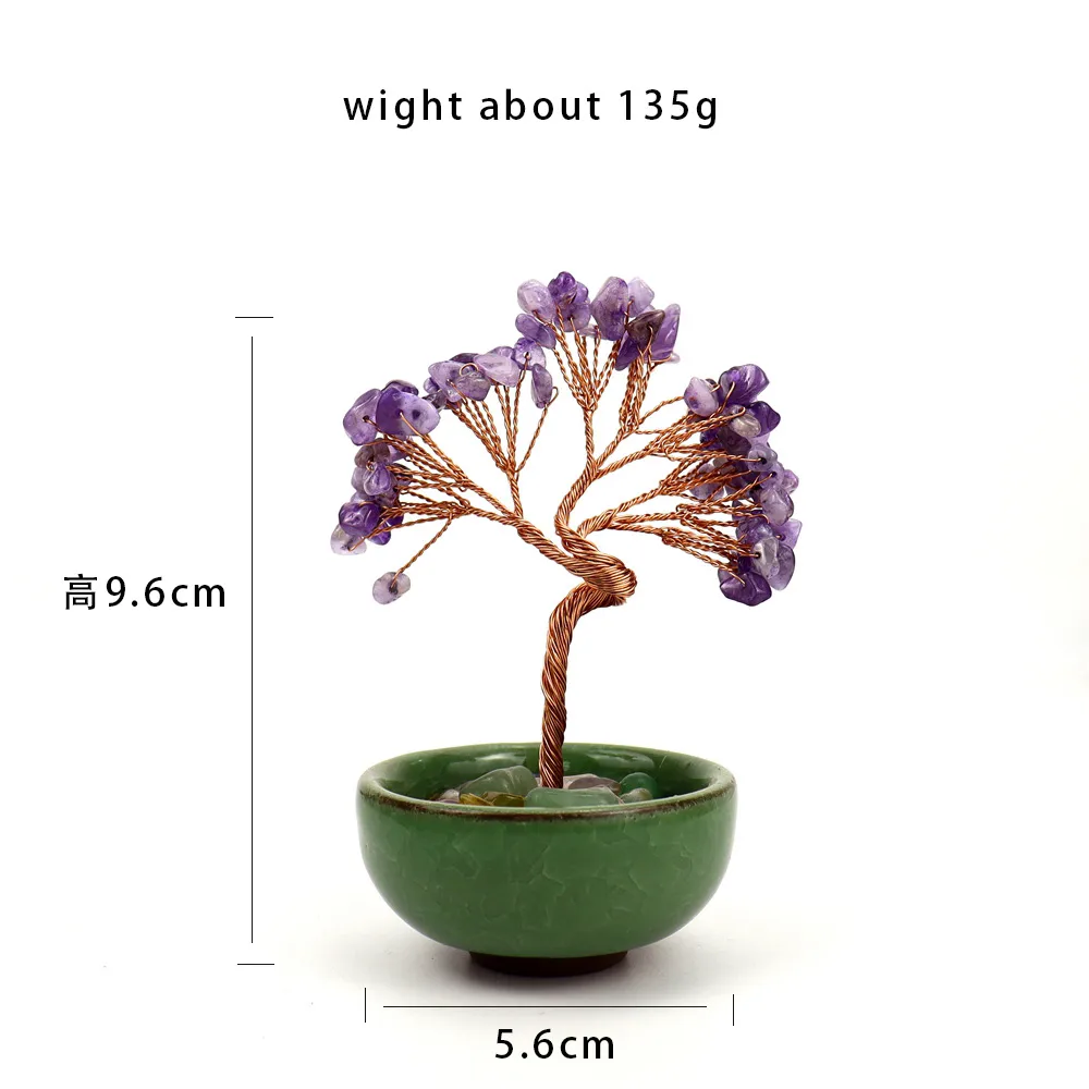 Natural Citrine Fortune Tree Tea Cup Treasure Bowl Crystal Money Tree Desktop Decoration Crystal Tree Ornament H14 display picture 4