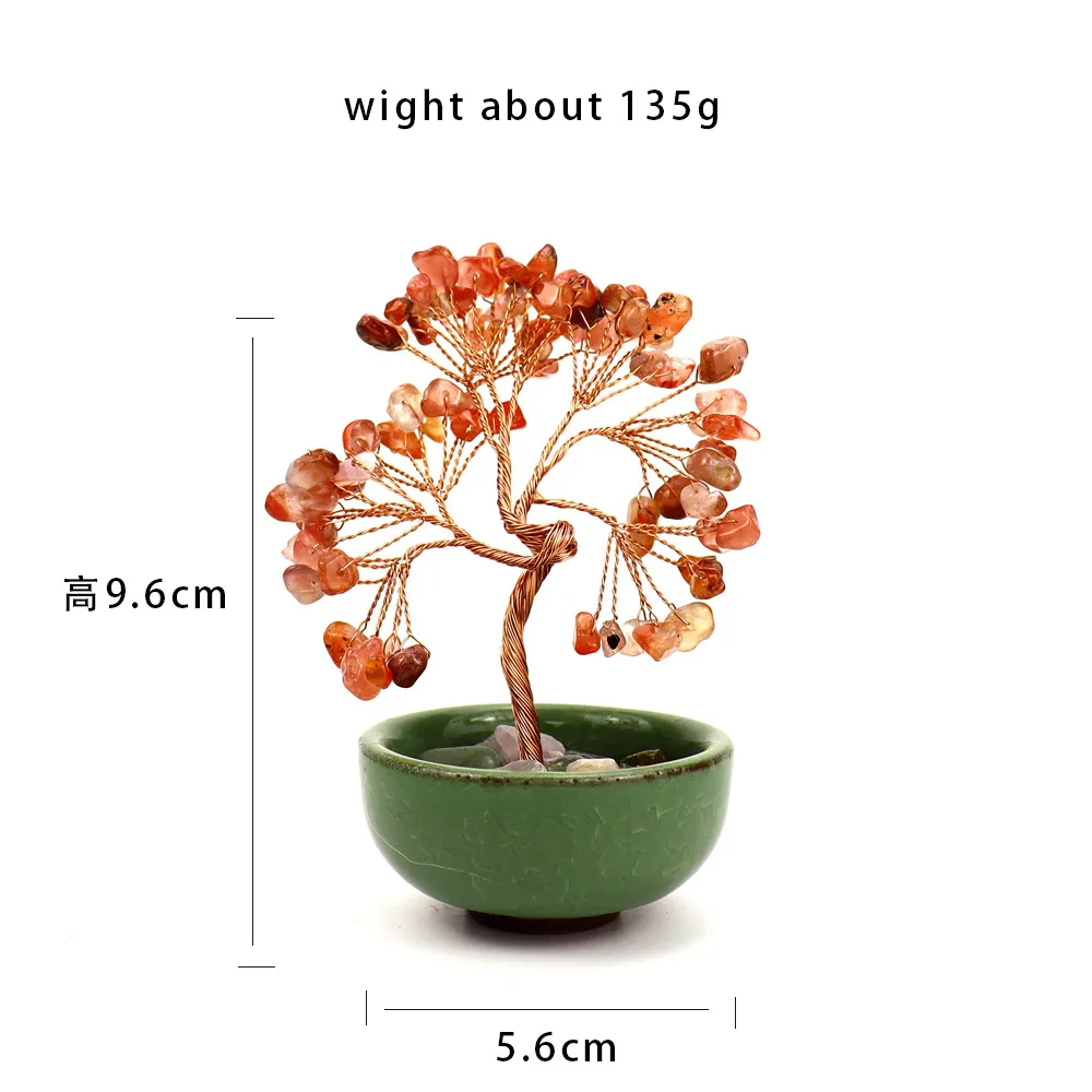 Natural Citrine Fortune Tree Tea Cup Treasure Bowl Crystal Money Tree Desktop Decoration Crystal Tree Ornament H14 display picture 5