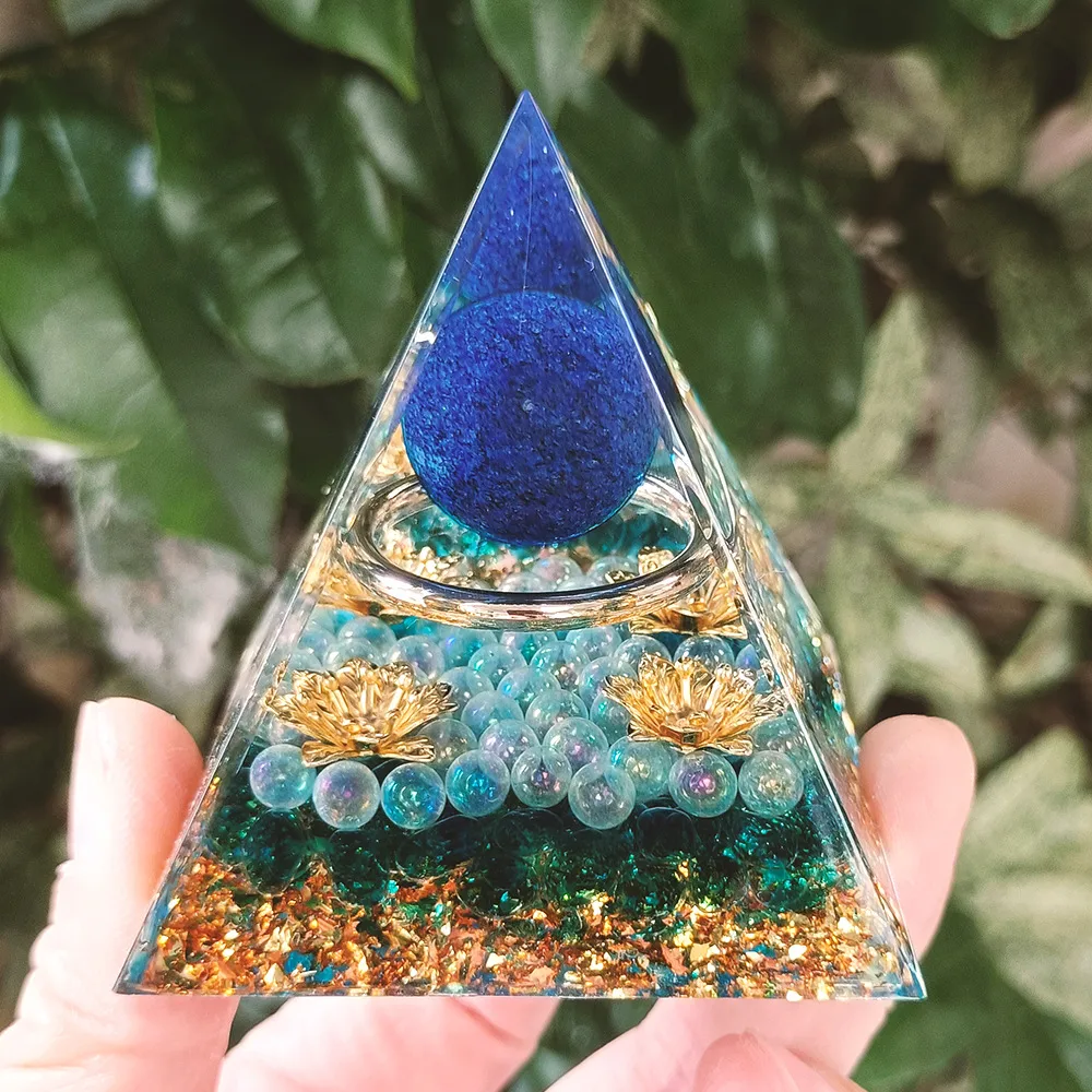 Popular Crystal Gravel Pyramid Ornaments Home Resin Glue Handicrafts Office Decoration Gifts display picture 3