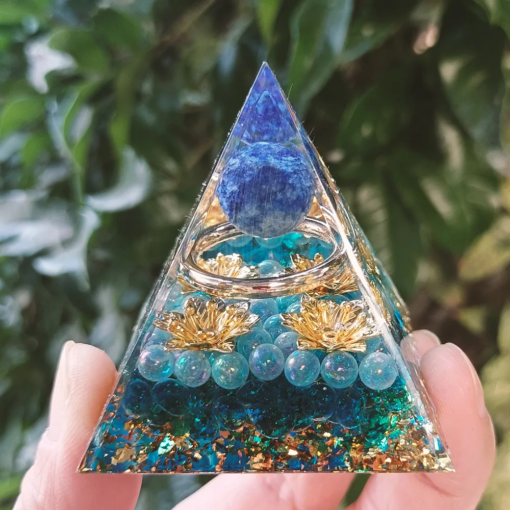 Popular Crystal Gravel Pyramid Ornaments Home Resin Glue Handicrafts Office Decoration Gifts display picture 1