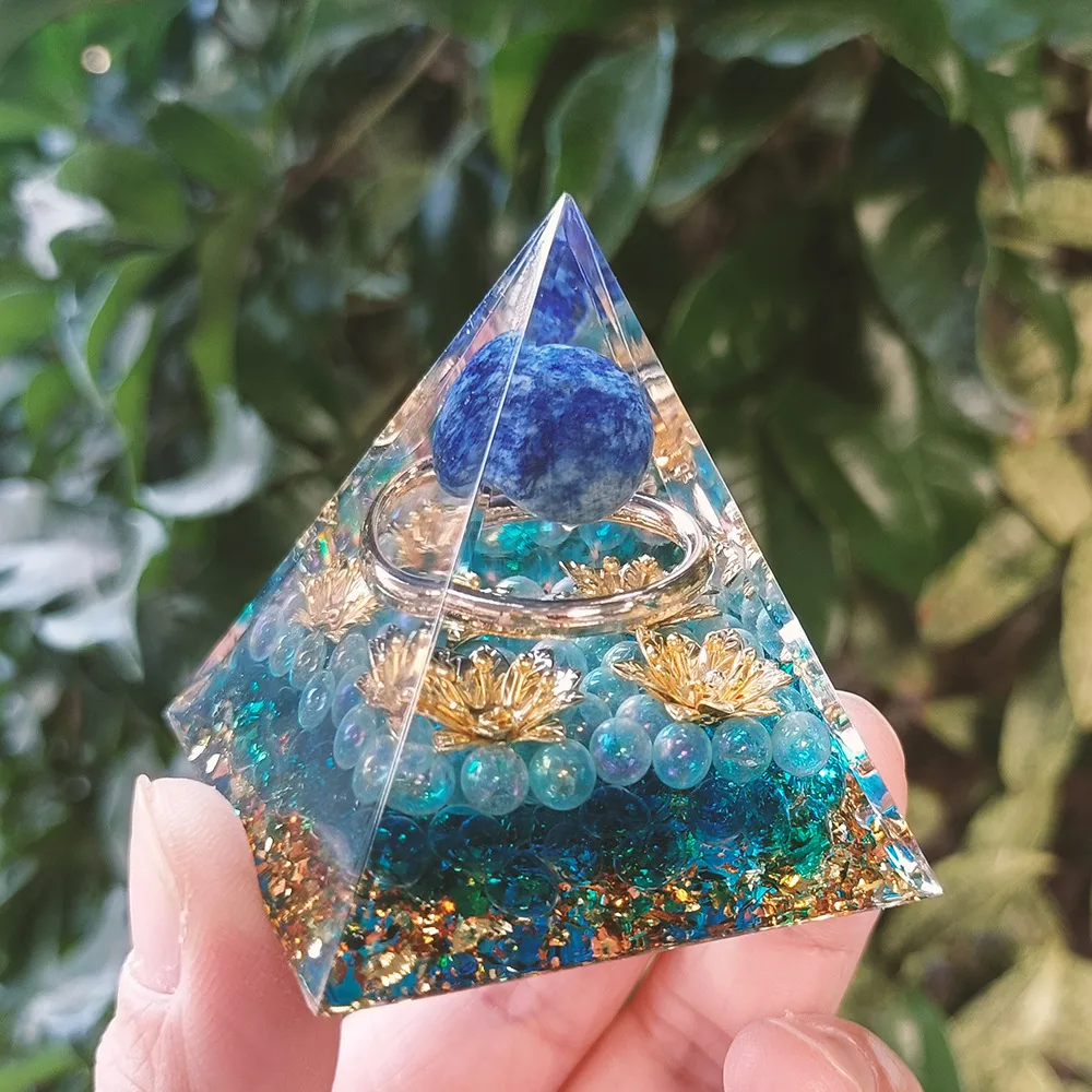 Popular Crystal Gravel Pyramid Ornaments Home Resin Glue Handicrafts Office Decoration Gifts display picture 2