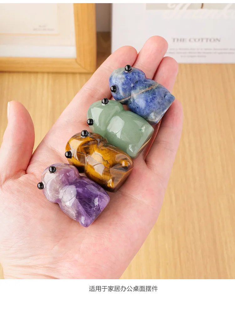 Natural Crystal Mushroom Elf Ornaments Amethyst Carving Frog Monster Crafts Micro Landscape Decoration display picture 1