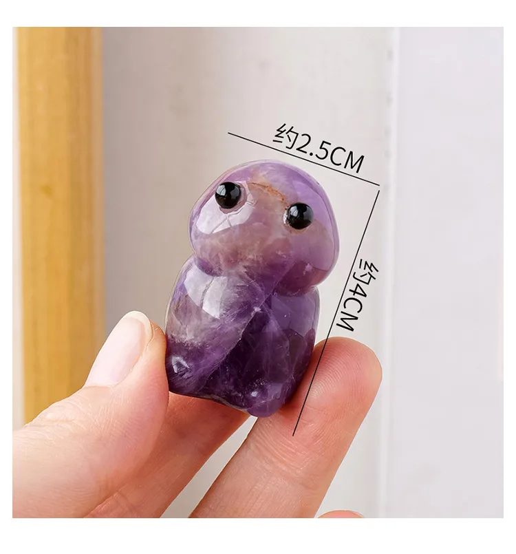 Natural Crystal Mushroom Elf Ornaments Amethyst Carving Frog Monster Crafts Micro Landscape Decoration display picture 2