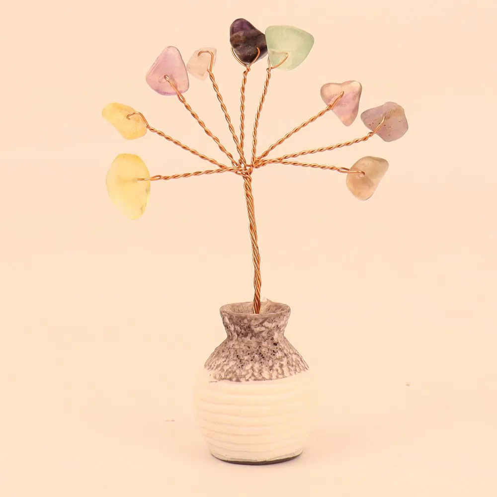 Natural Yellow Purple Pink Crystal Crystal Gravel Money Tree Hand-Woven Car Mini Crystal Tree Small Ornaments H22 display picture 6