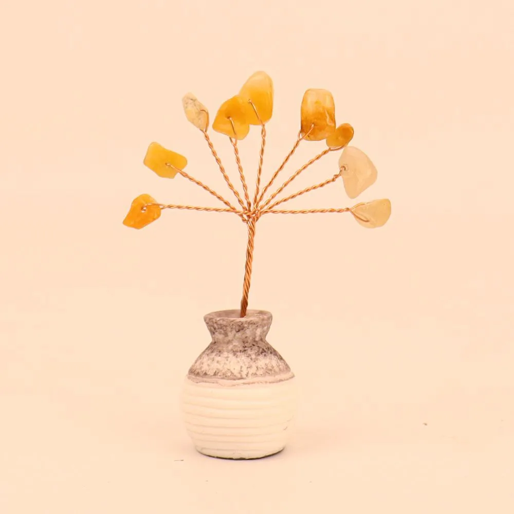Natural Yellow Purple Pink Crystal Crystal Gravel Money Tree Hand-Woven Car Mini Crystal Tree Small Ornaments H22 display picture 5