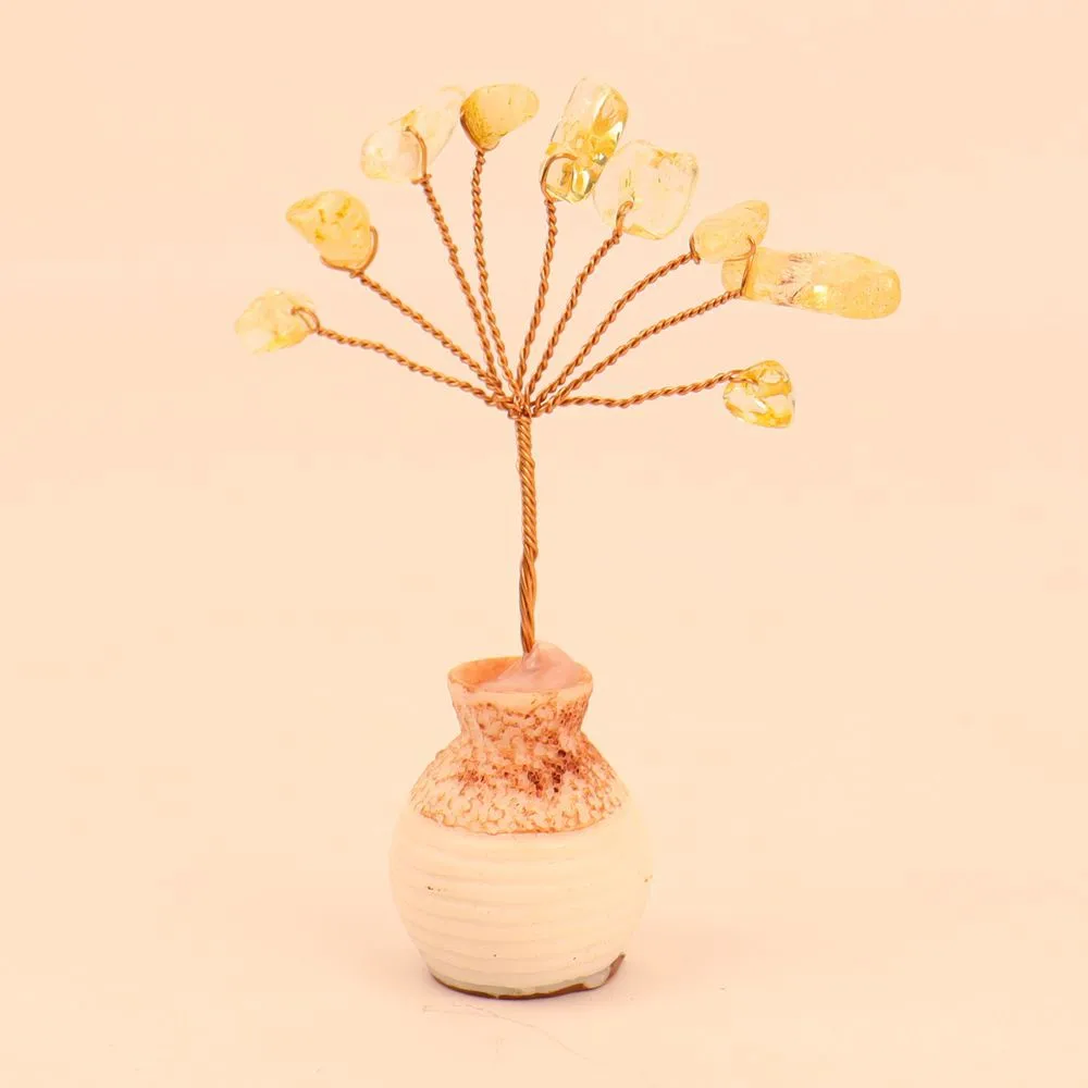 Natural Yellow Purple Pink Crystal Crystal Gravel Money Tree Hand-Woven Car Mini Crystal Tree Small Ornaments H22 display picture 8