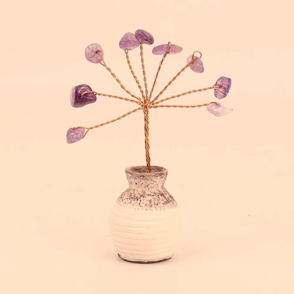 Natural Yellow Purple Pink Crystal Crystal Gravel Money Tree Hand-Woven Car Mini Crystal Tree Small Ornaments H22 display picture 10
